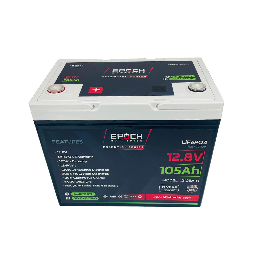 Epoch 12V 105Ah Group 24 LiFePO4 Battery Bluetooth Heated