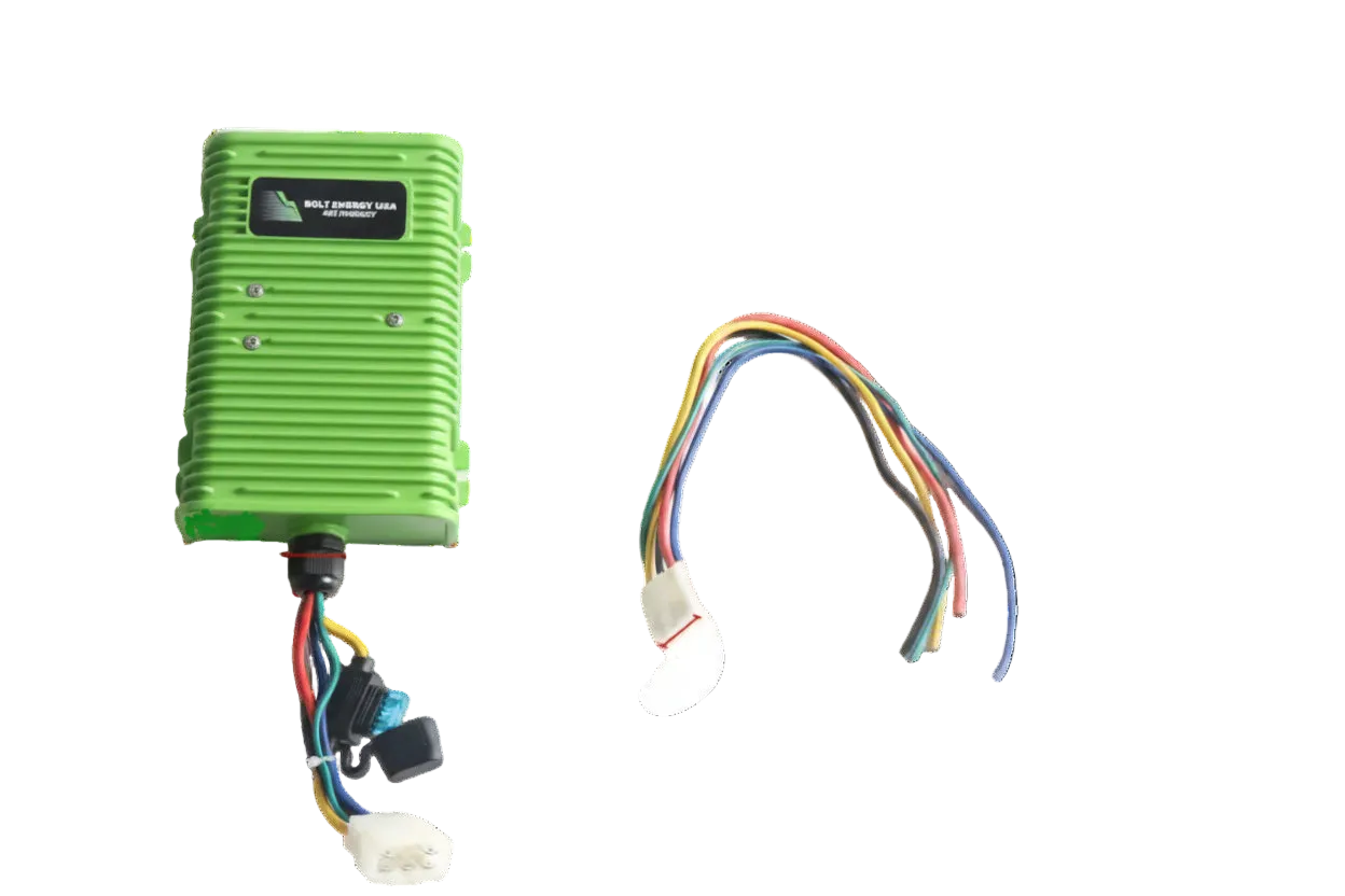 Voltage Reducer with colorful wiring on a white background