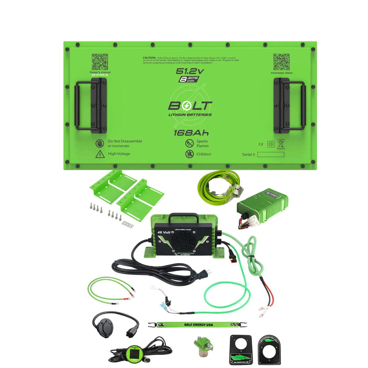Bolt Energy 48V 168Ah Heated Lithium Battery Kit for Club Car Precedent, Onward, Tempo, DS, Villager & Transporter