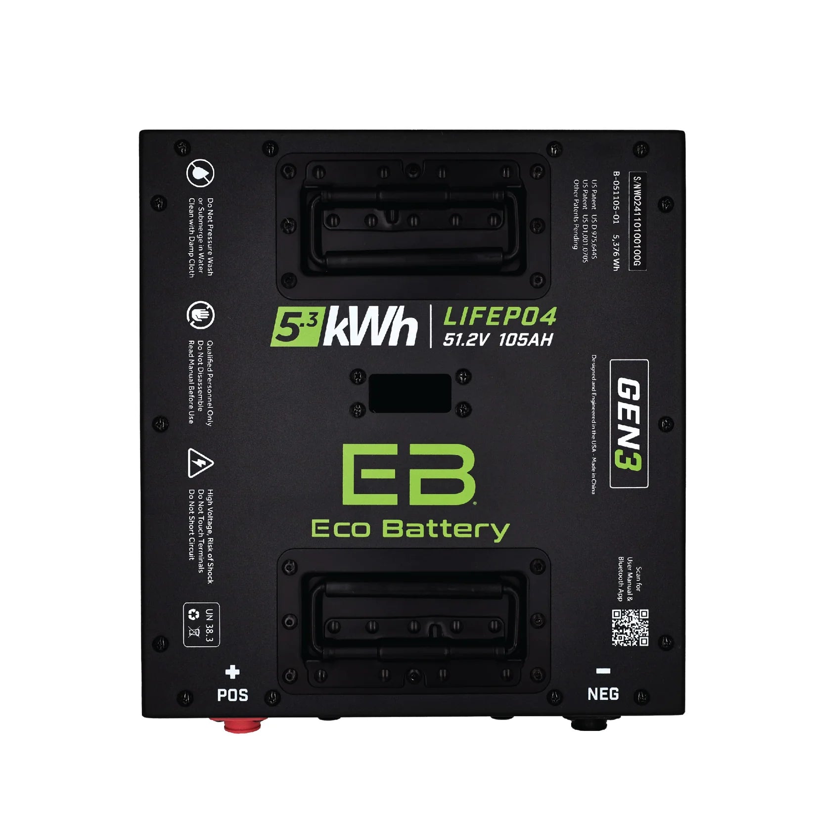 Eco Battery 51V 105Ah Thru-hole Front Side