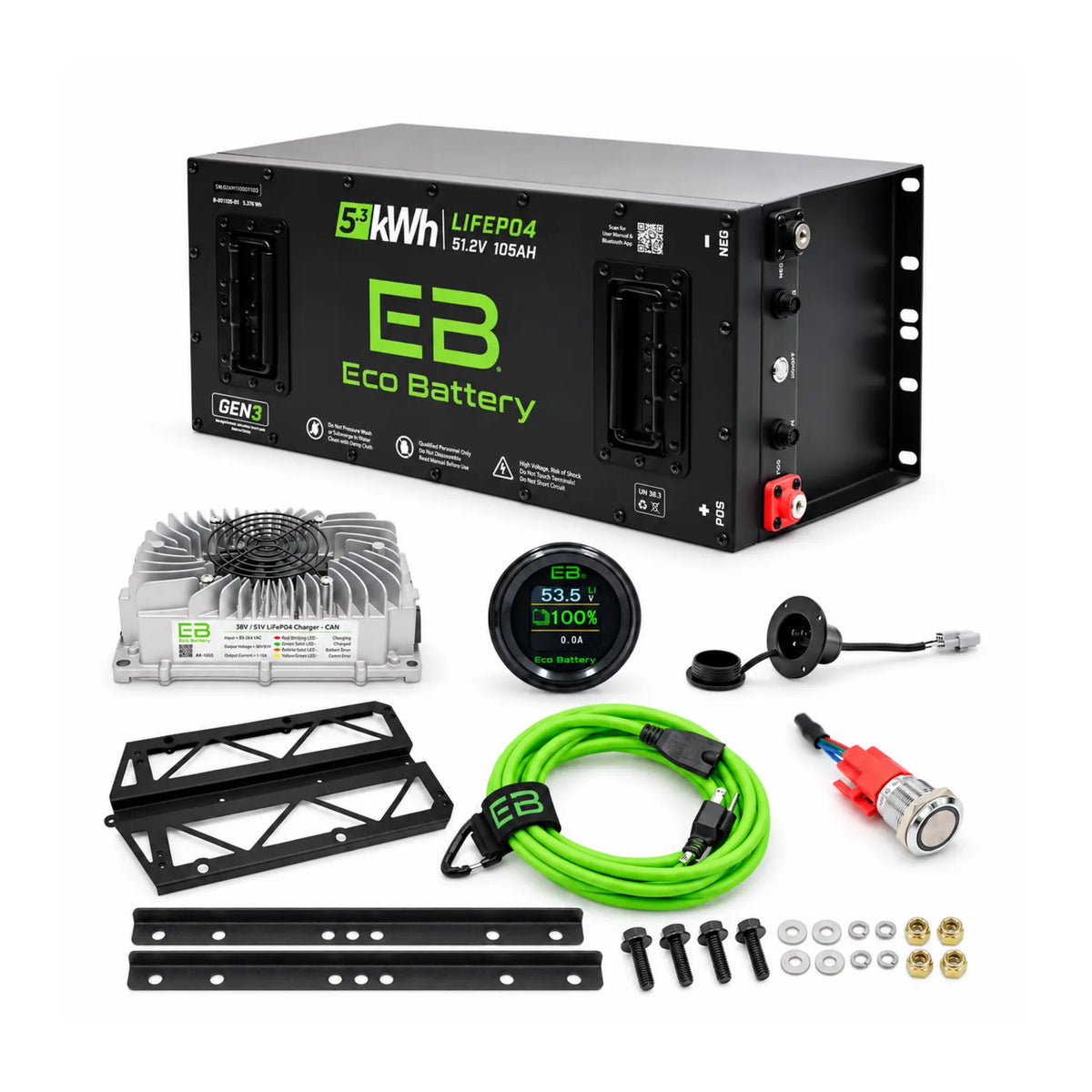 Eco Battery GEN3 51.2V LiFePO4 Lithium Kit for Polaris Ranger EV 2010-2022