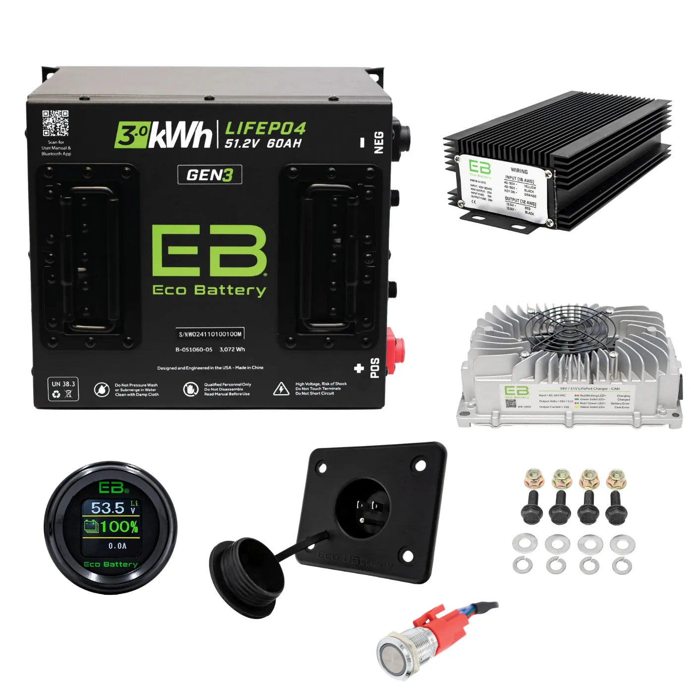 Eco Battery 48V Universal Golf Cart Lithium Conversion Bundle - Fits All Carts