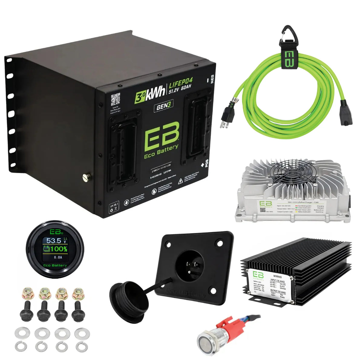 Eco Battery 48V Universal Golf Cart Lithium Conversion Bundle - Fits All Carts