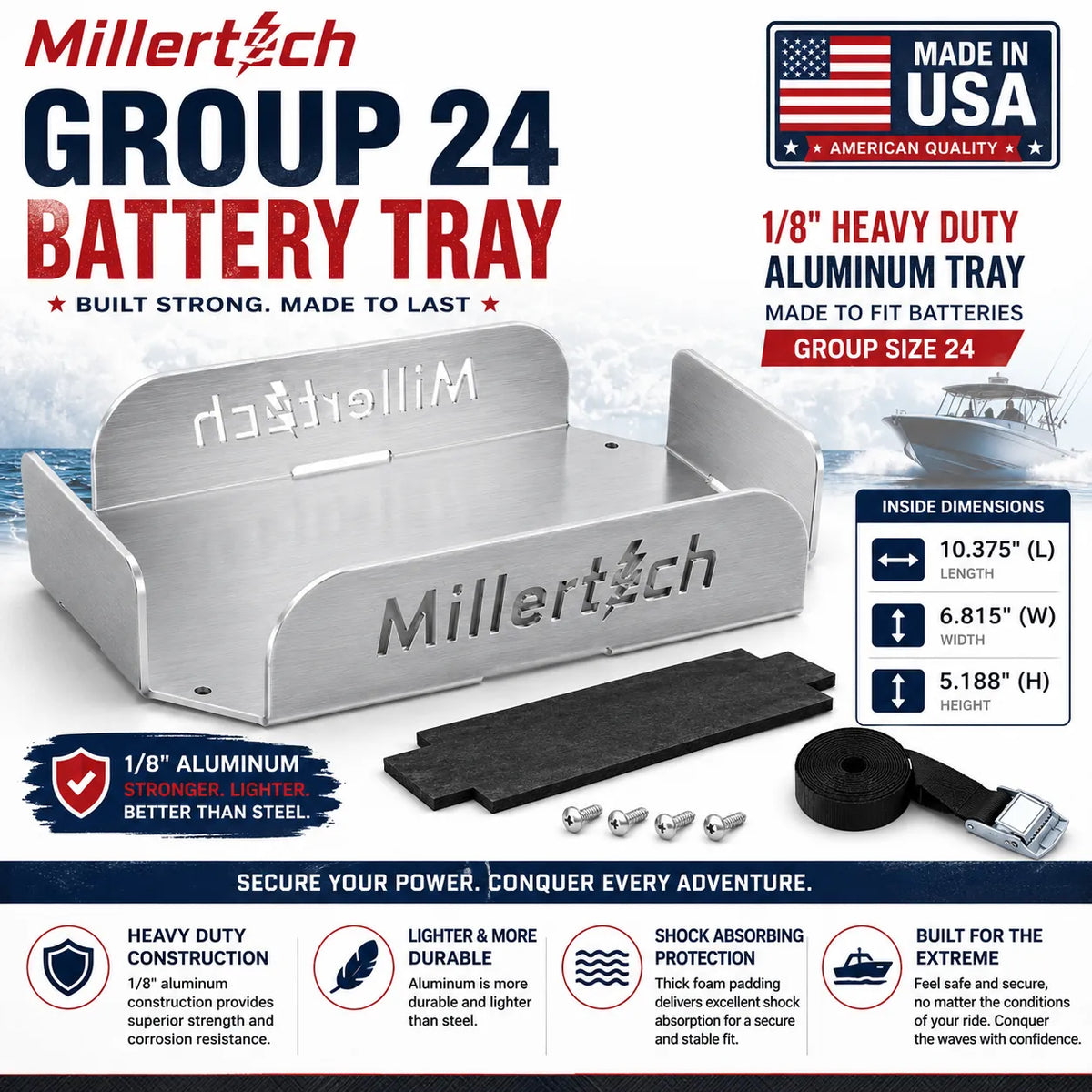 Millertech Battery Tray Group 24 Features