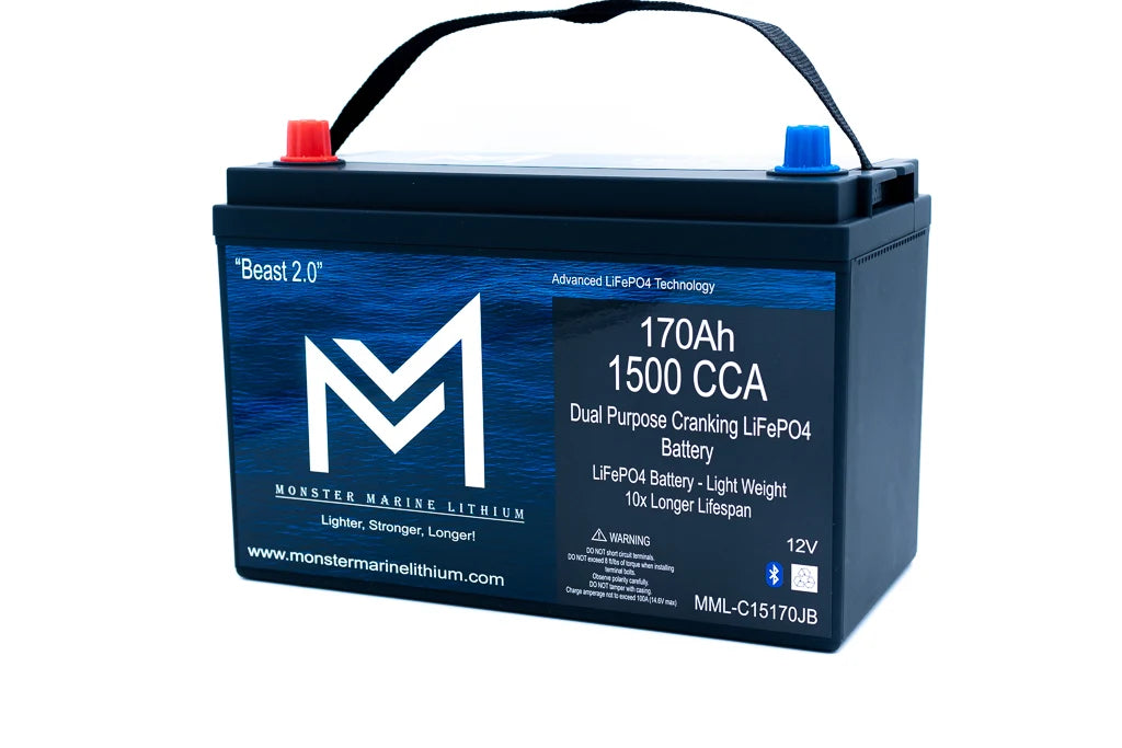 Monster Marine Lithium 12V 170Ah Dual Purpose Cranking Battery – 1500 CCA Bluetooth "Beast 2.0"