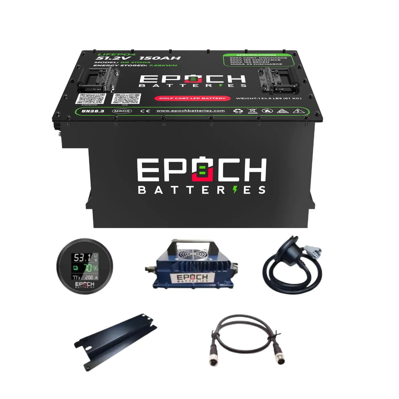 Epoch 48V 150Ah Golf Cart Battery Complete Kit | Club Car, EZGO, Yamaha Compatible