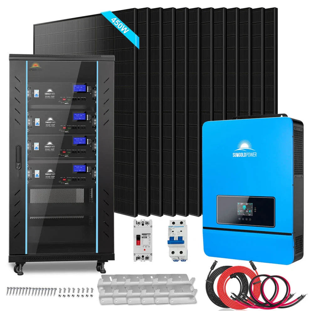 SunGoldPower 10kW Off-Grid Solar Kit | 20.48kWh LiFePO4 Battery + 5.4kW Solar Panels