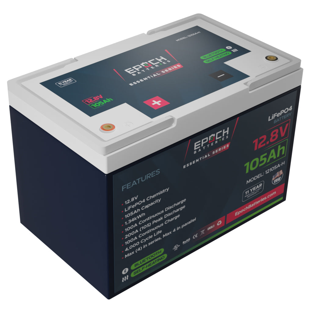 Epoch 12V 105Ah Group 24 LiFePO4 Battery Bluetooth Heated