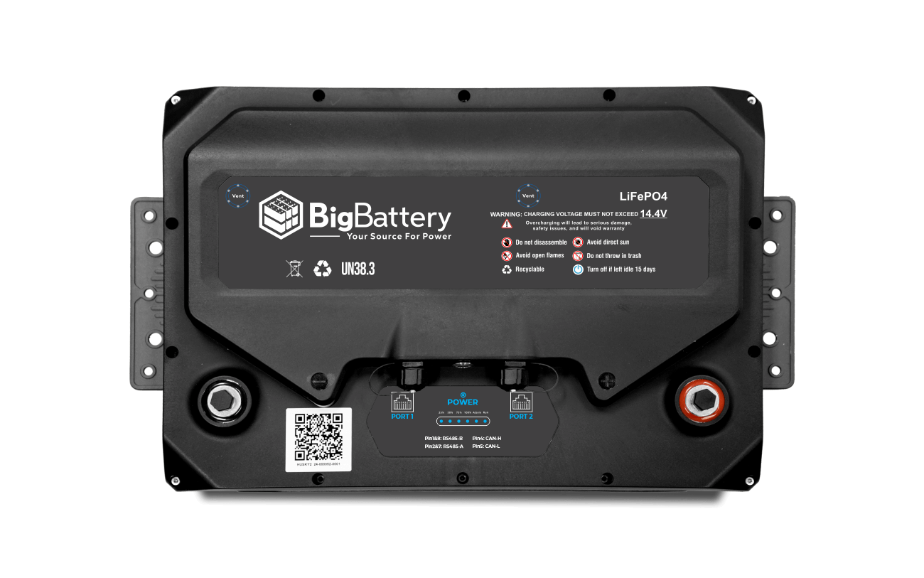 Black battery pack with 'BigBattery' branding on a white background