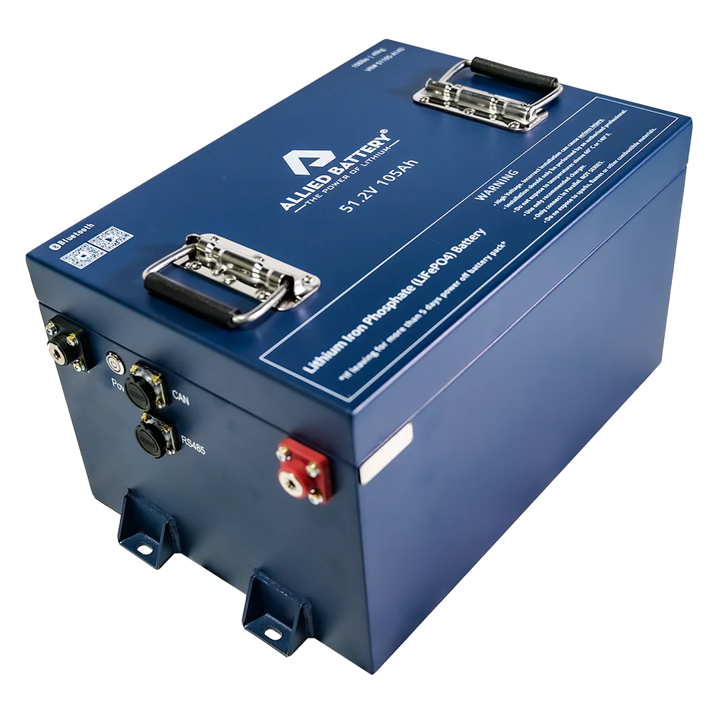 Blue battery with Allied Battery branding on a white background