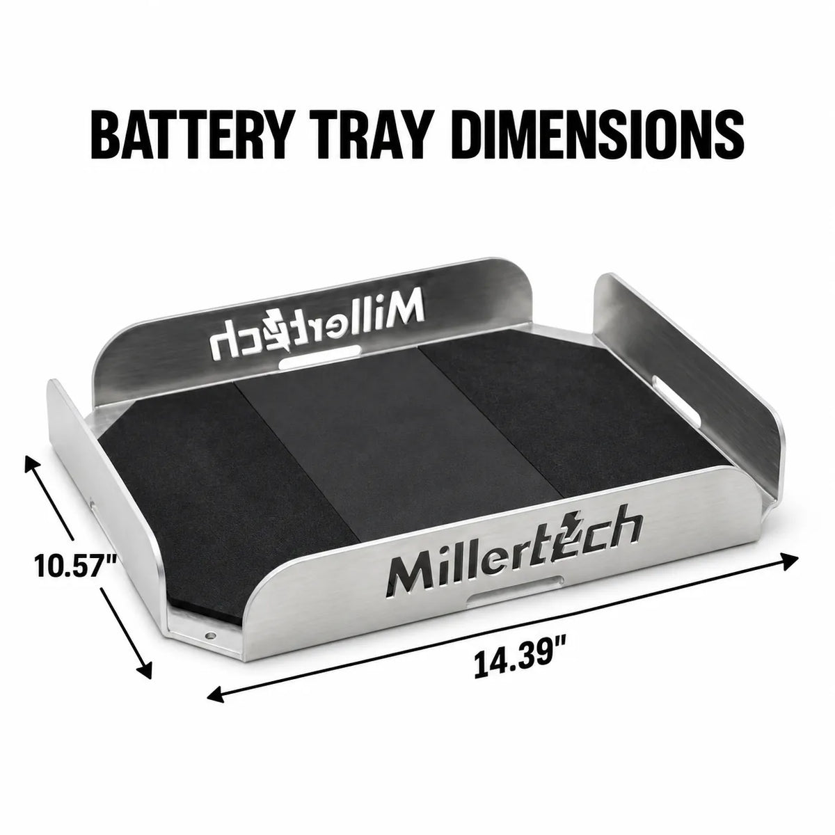 Millertech Heavy-Duty Aluminum Battery Tray – Fits 36V 105Ah & 12V 300Ah