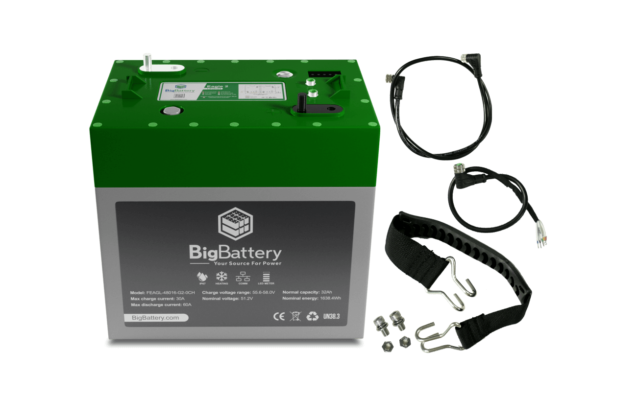 BigBattery 48V Lithium Golf Cart Battery - EAGLE 2 LiFePO4 32Ah Battery with Accessories