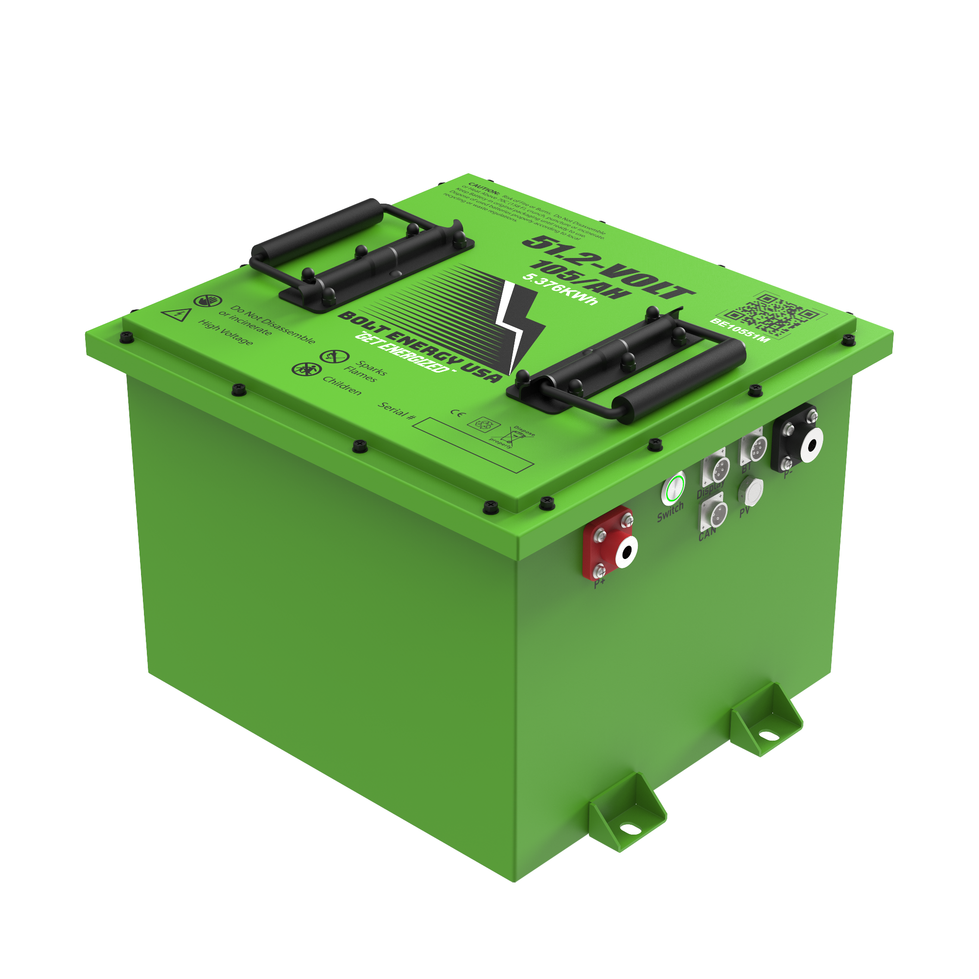Bolt Energy 48V Lithium Golf Cart Batteries: Premium 105Ah Battery  side view