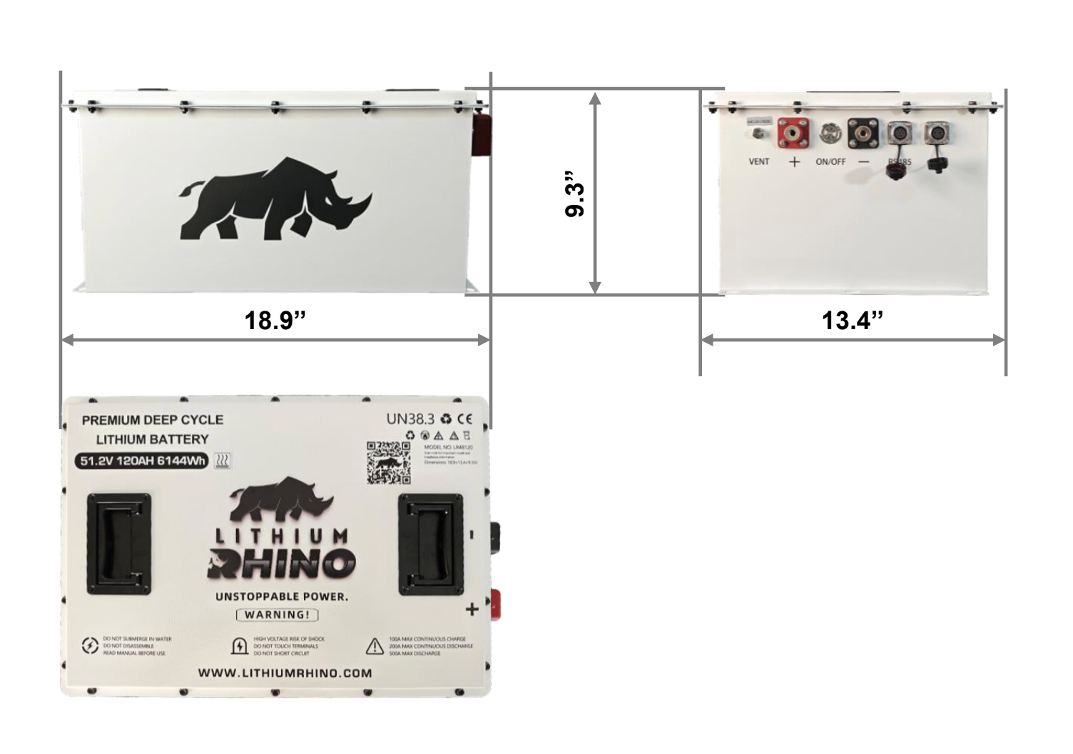 Lithium Rhino | 48V (51.2V) 120Ah LiFePO4 Golf Cart Battery Conversion Kit