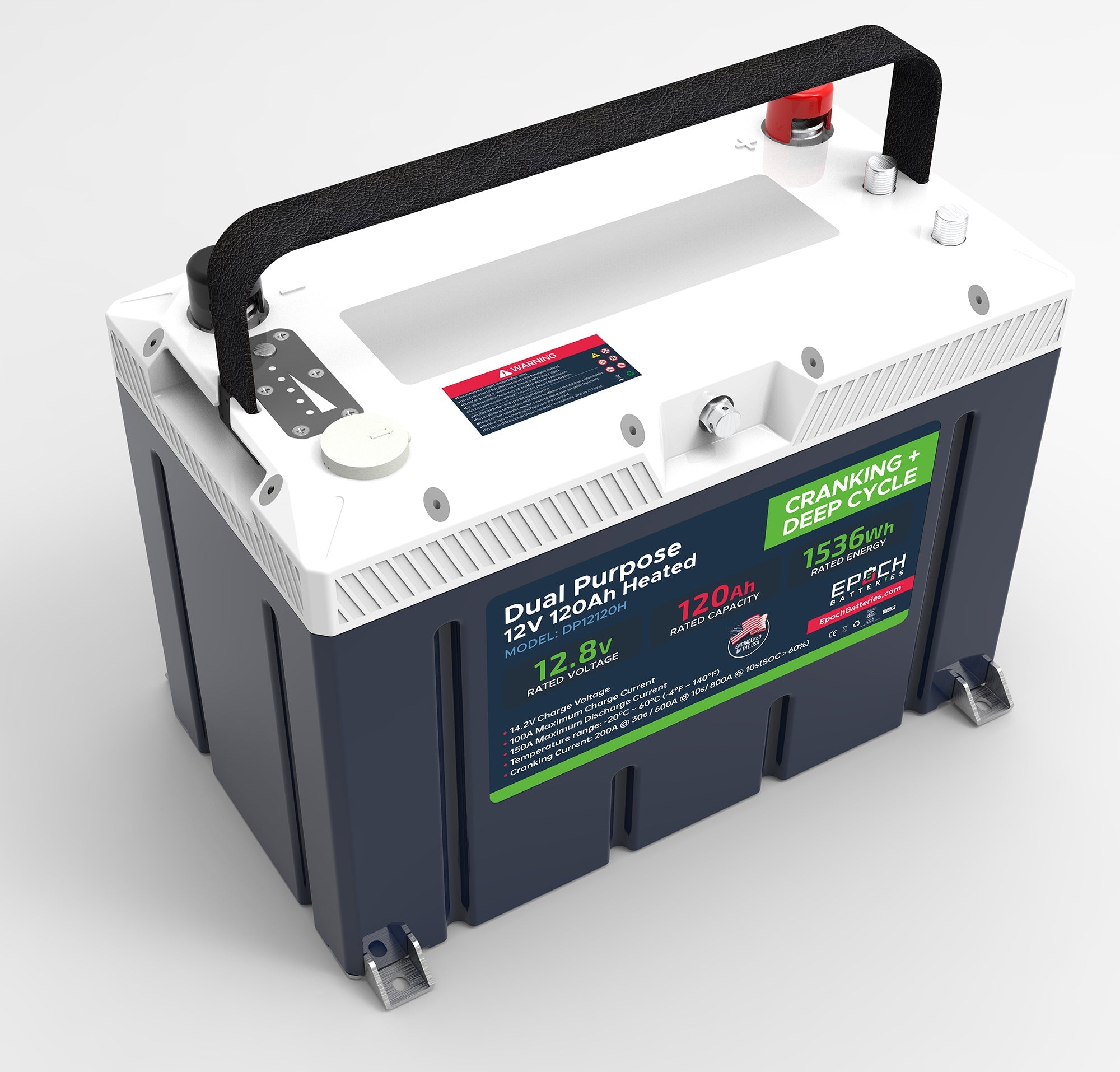 Epoch 12V 120Ah LiFePO4 Battery | Dual Purpose Marine RV Cranking