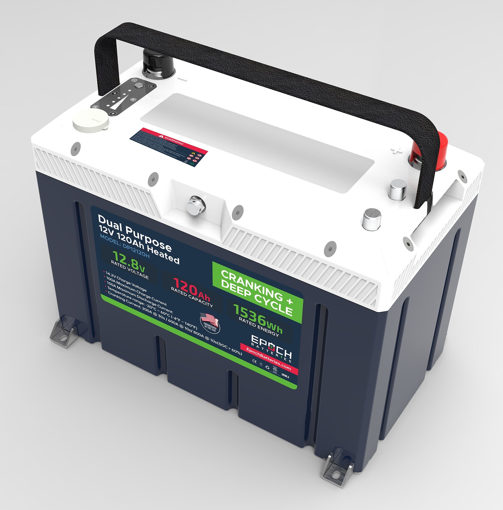 Epoch 12V 120Ah LiFePO4 Battery | Dual Purpose Marine RV Cranking
