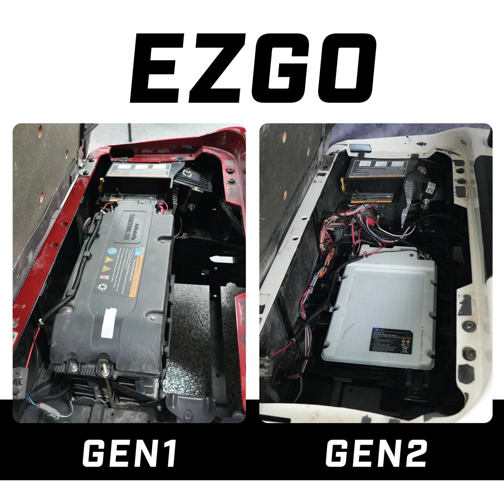 EcoBattery 51V 105Ah Thru-Hole Battery Bundle | EZGO RXV ELiTE Samsung Gen1 Lithium Replacement (2017–2021) | 48V