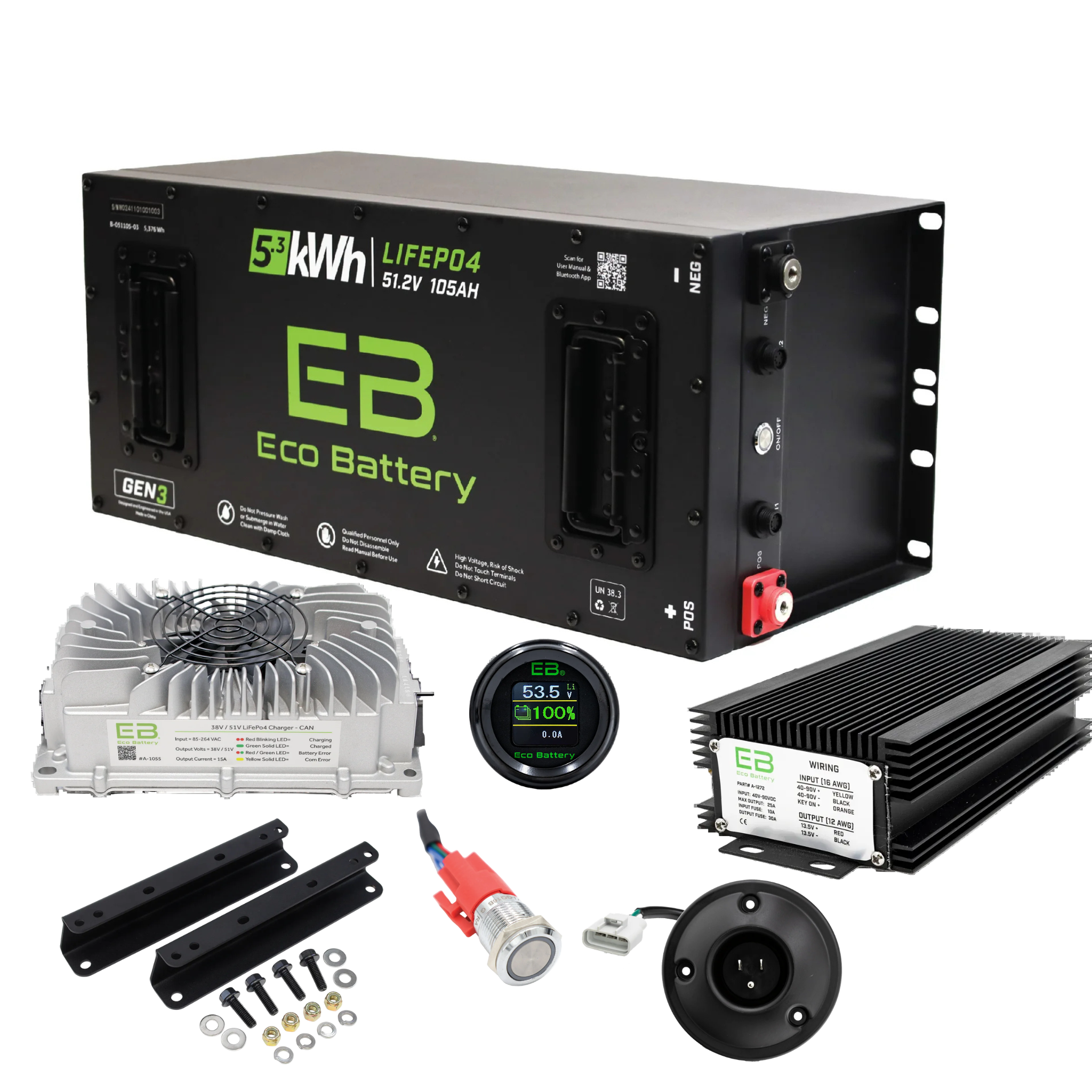Eco Battery 48V 105Ah Skinny Lithium Bundle | Yamaha G19 & G22