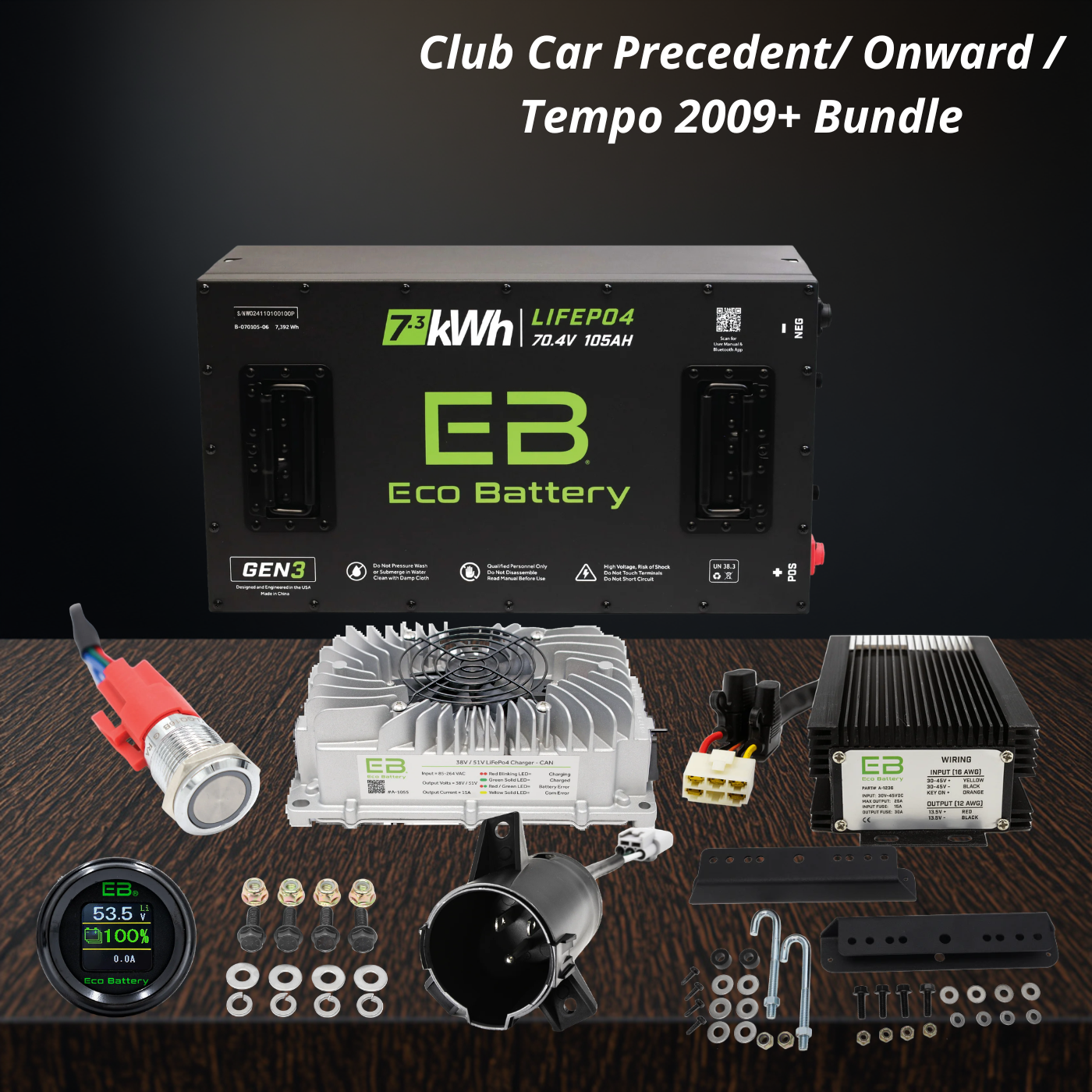 Eco Battery 72V for Club Car Precedent Onward and Tempo 2009+ Bundle
