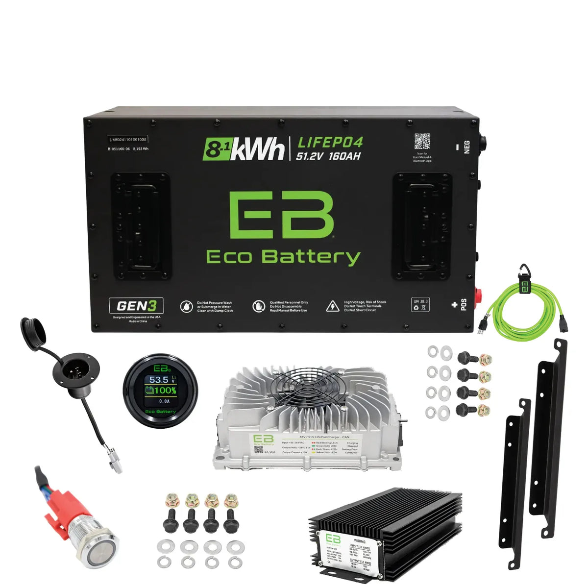 Eco Battery 48V 160Ah Gen3 | Club Car Lithium Conversion Kit Bundle