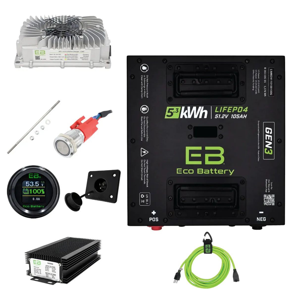 Eco Battery 48V Universal Golf Cart Lithium Conversion Bundle - Fits All Carts