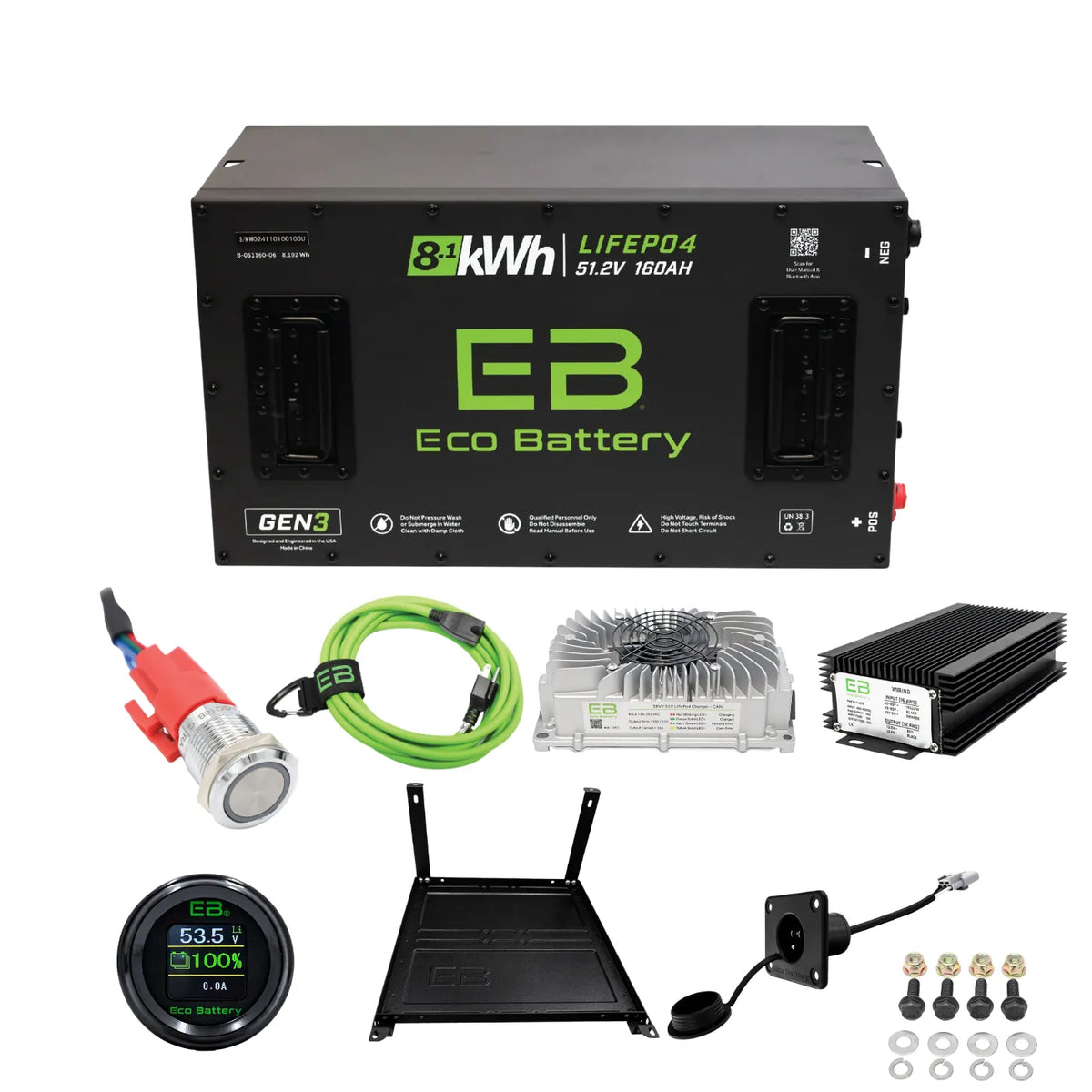 Eco Battery 48V Lithium Battery Bundle for EZGO TXT & Express - 105Ah Skinny / 160Ah