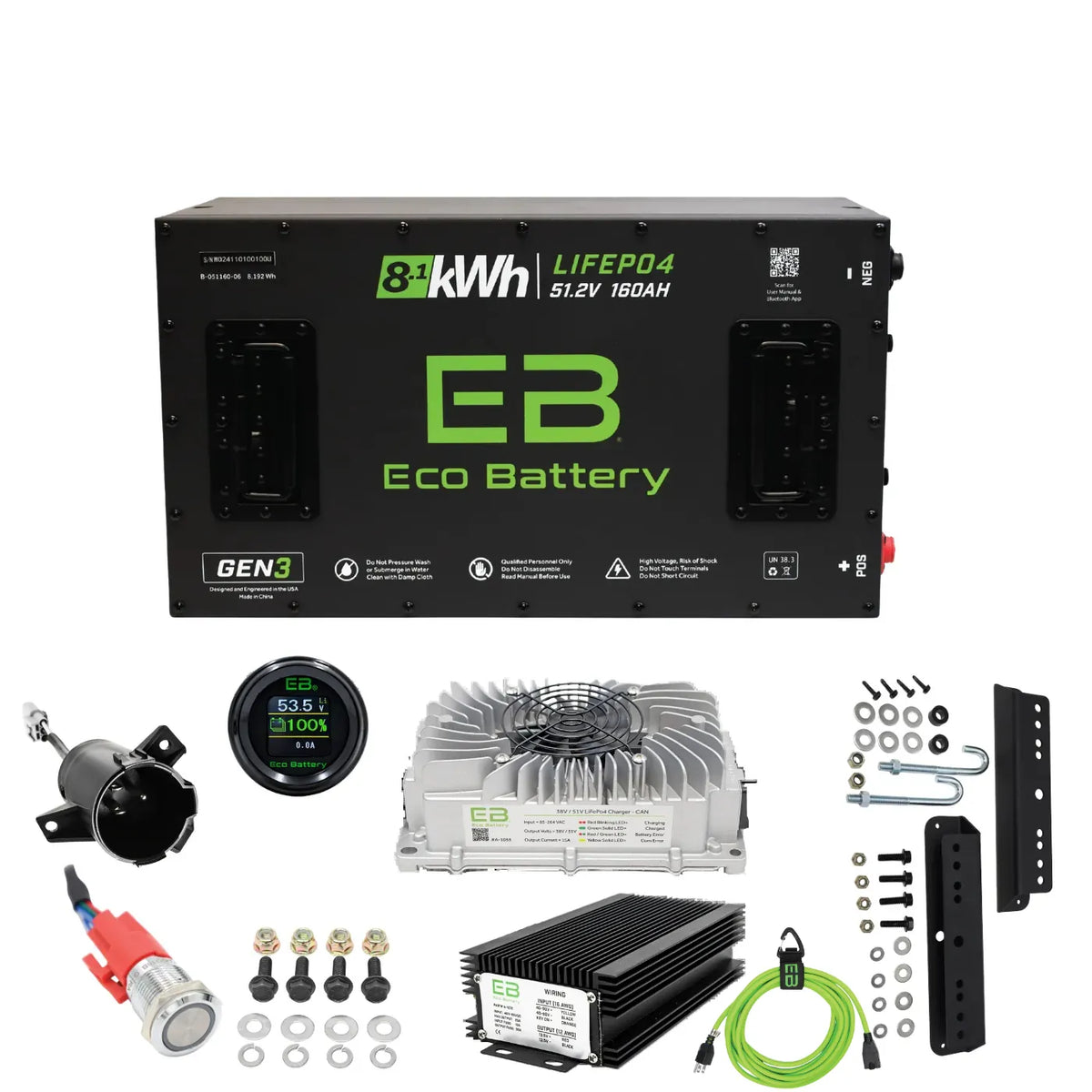 Eco Battery 48V 160Ah Gen3 | Club Car Lithium Conversion Kit Bundle