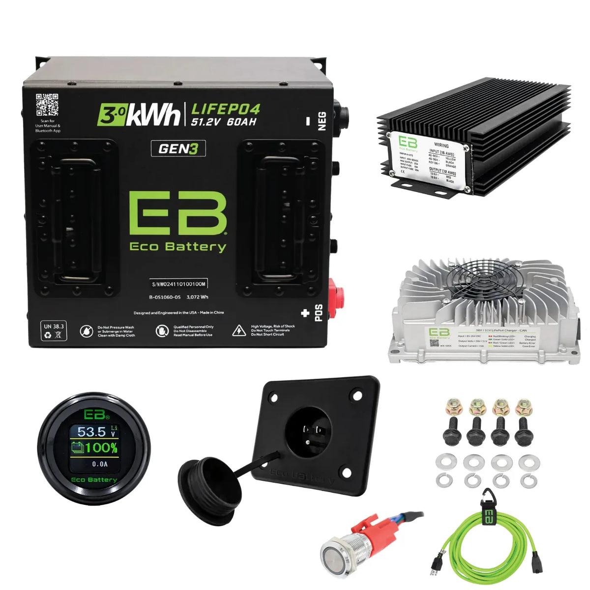 Eco Battery 48V Universal Golf Cart Lithium Conversion Bundle - Fits All Carts