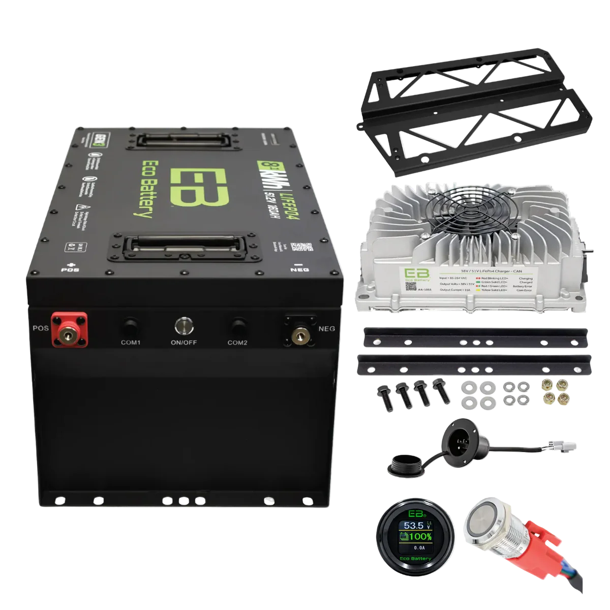 Eco Battery GEN3 51.2V LiFePO4 Lithium Kit for Polaris Ranger EV 2010-2021