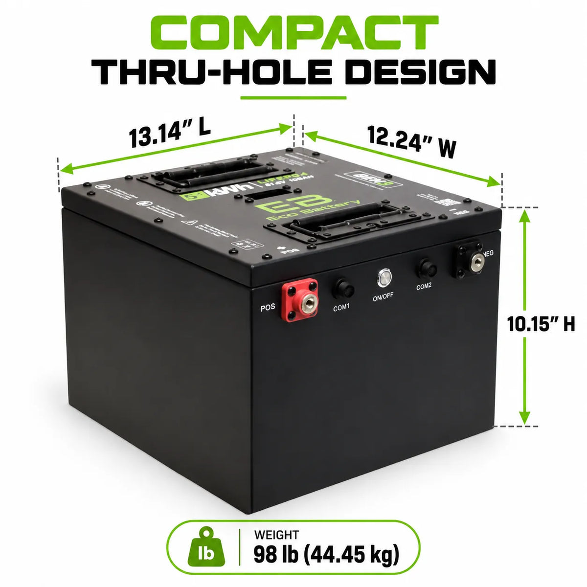 Eco Battery 48V 105Ah Thru-Hole Bundle | Yamaha Drive G29 & Drive 2