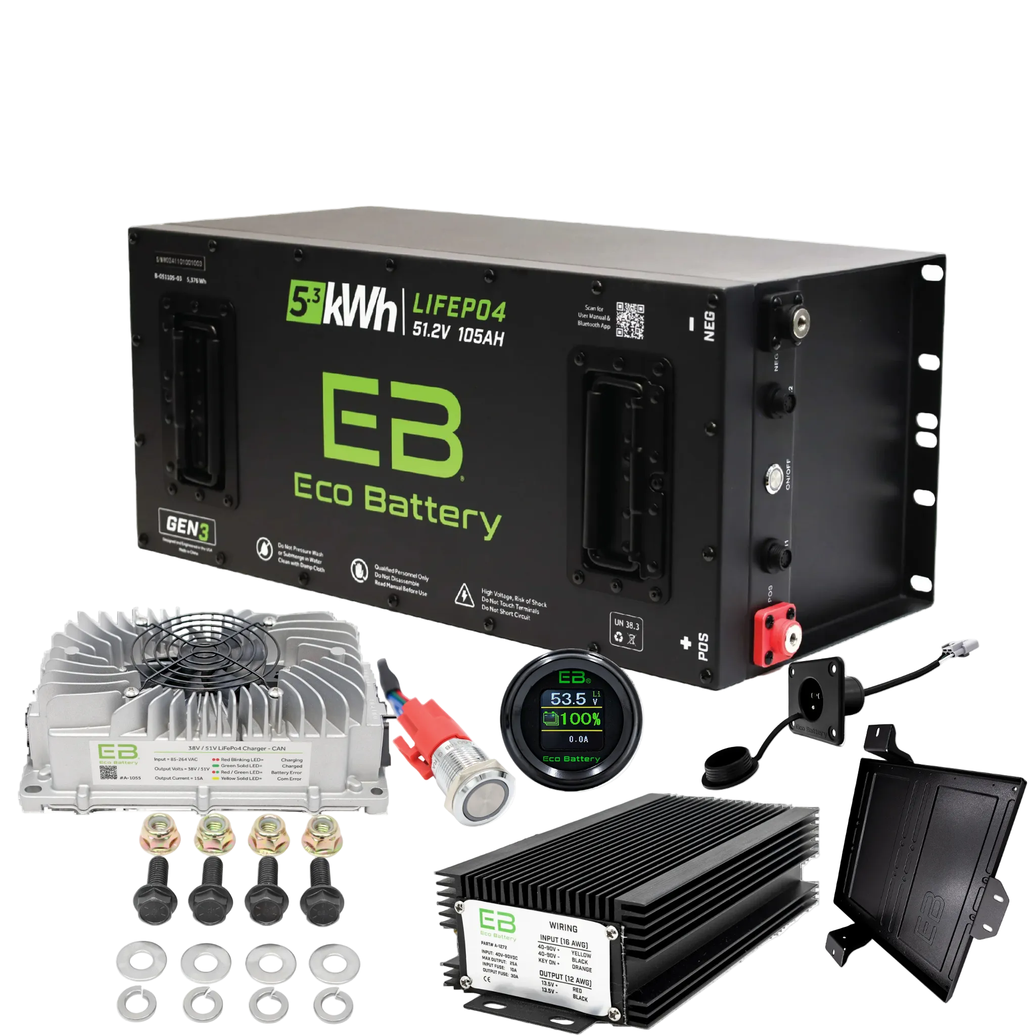 Eco Battery 48V 105Ah Battery Kit for Ezgo RXV Metal Tray