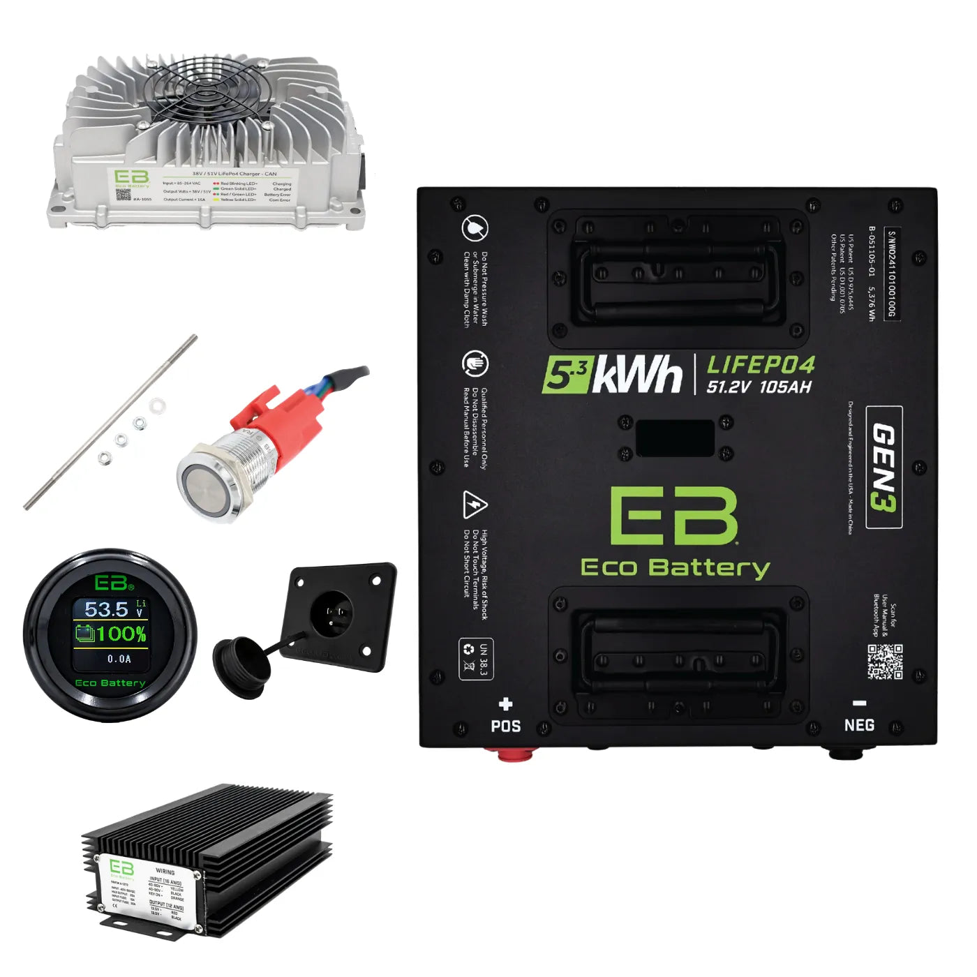 Eco Battery 48V Universal Golf Cart Lithium Conversion Bundle - Fits All Carts