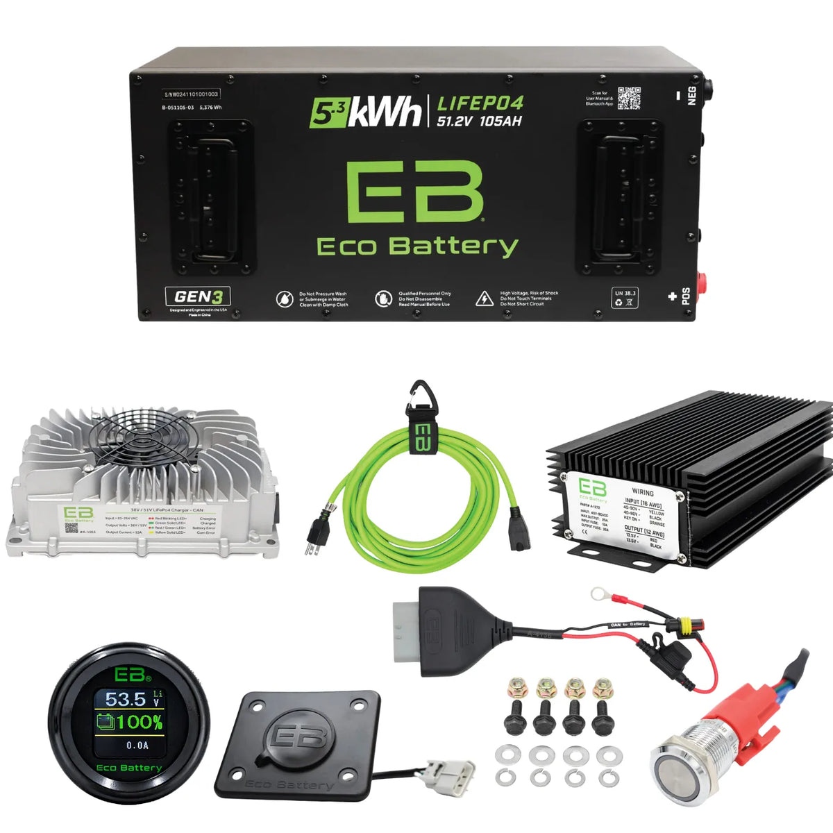 Eco Battery EZGO TXT ELiTE Lithium Replacement Kit | 48V Samsung Gen1 & Gen2