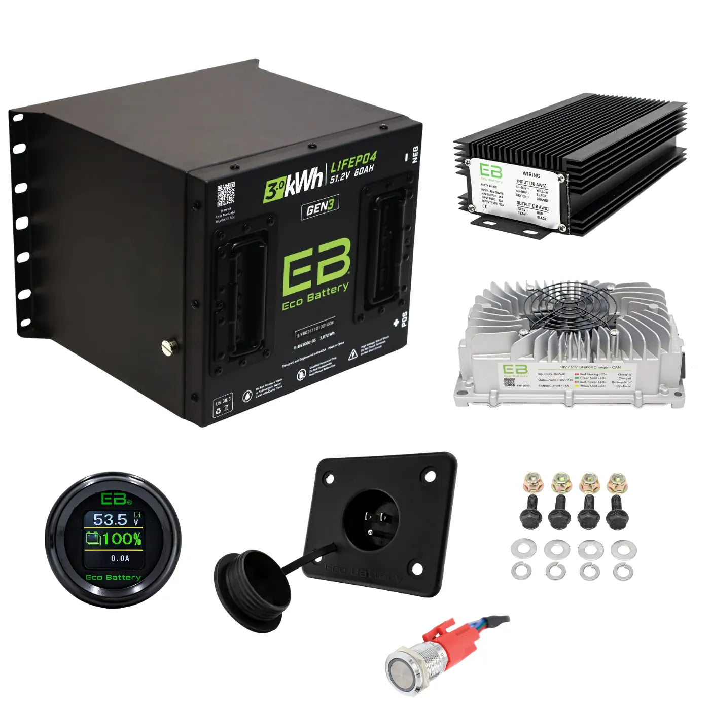 Eco Battery 48V Universal Golf Cart Lithium Conversion Bundle - Fits All Carts