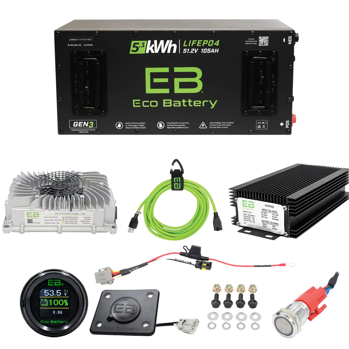 Eco Battery EZGO TXT ELiTE Lithium Replacement Kit | 48V Samsung Gen1 & Gen2