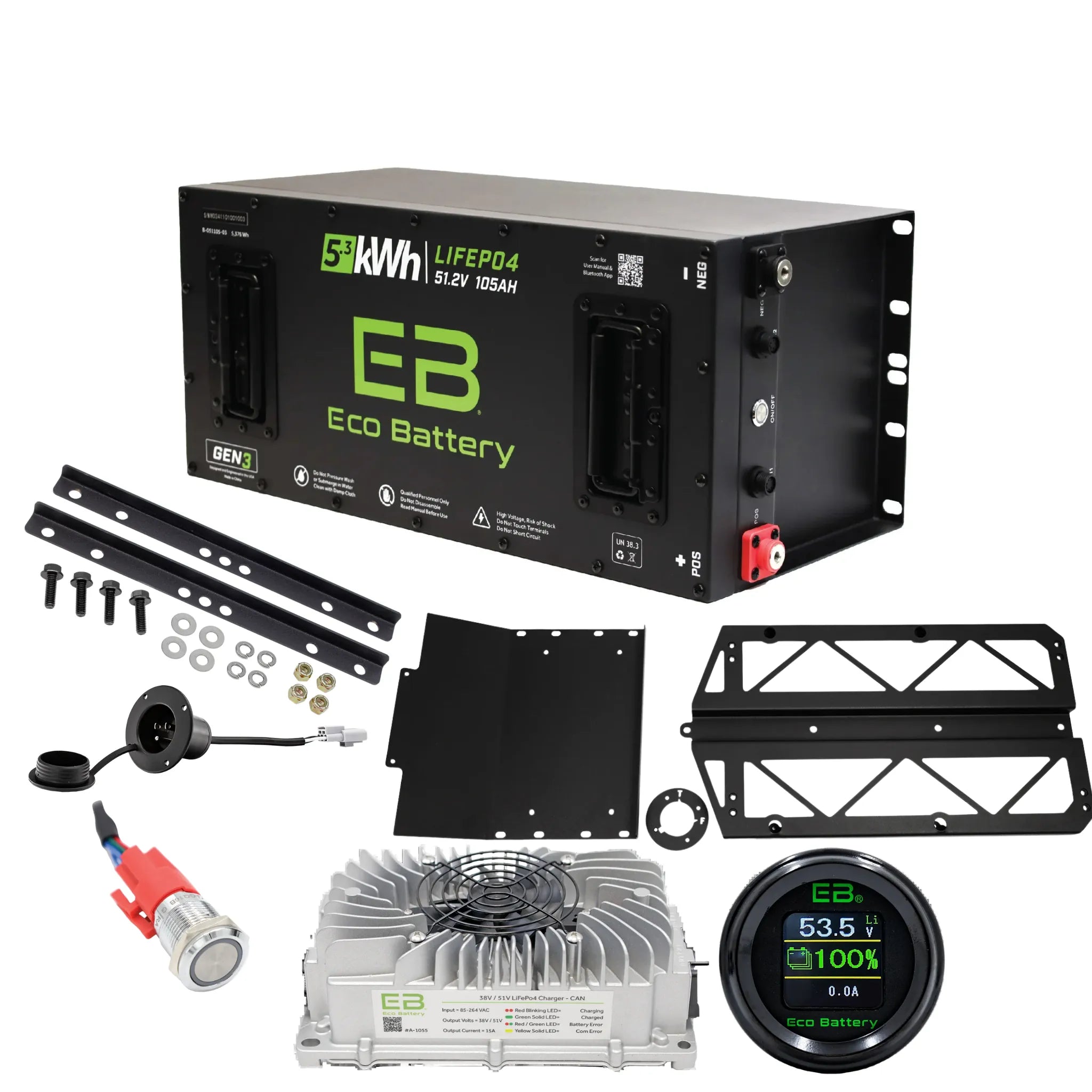 Eco Battery GEN3 51.2V LiFePO4 Lithium Kit for Polaris Ranger EV 2010-2021