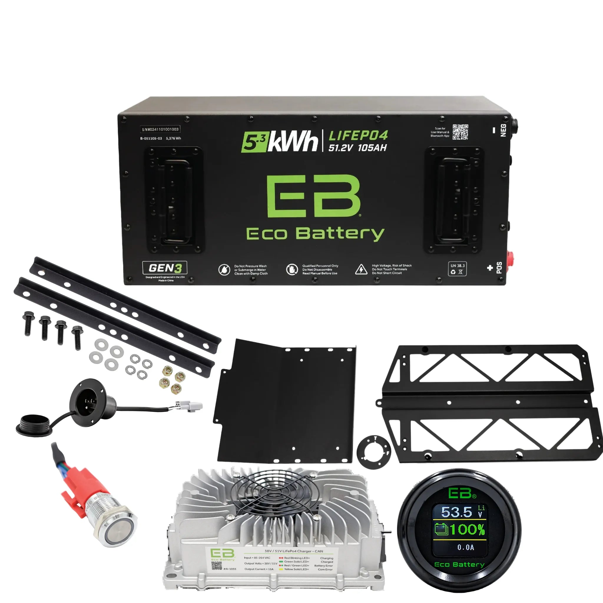 Eco Battery GEN3 51.2V LiFePO4 Lithium Kit for Polaris Ranger EV 2010-2021