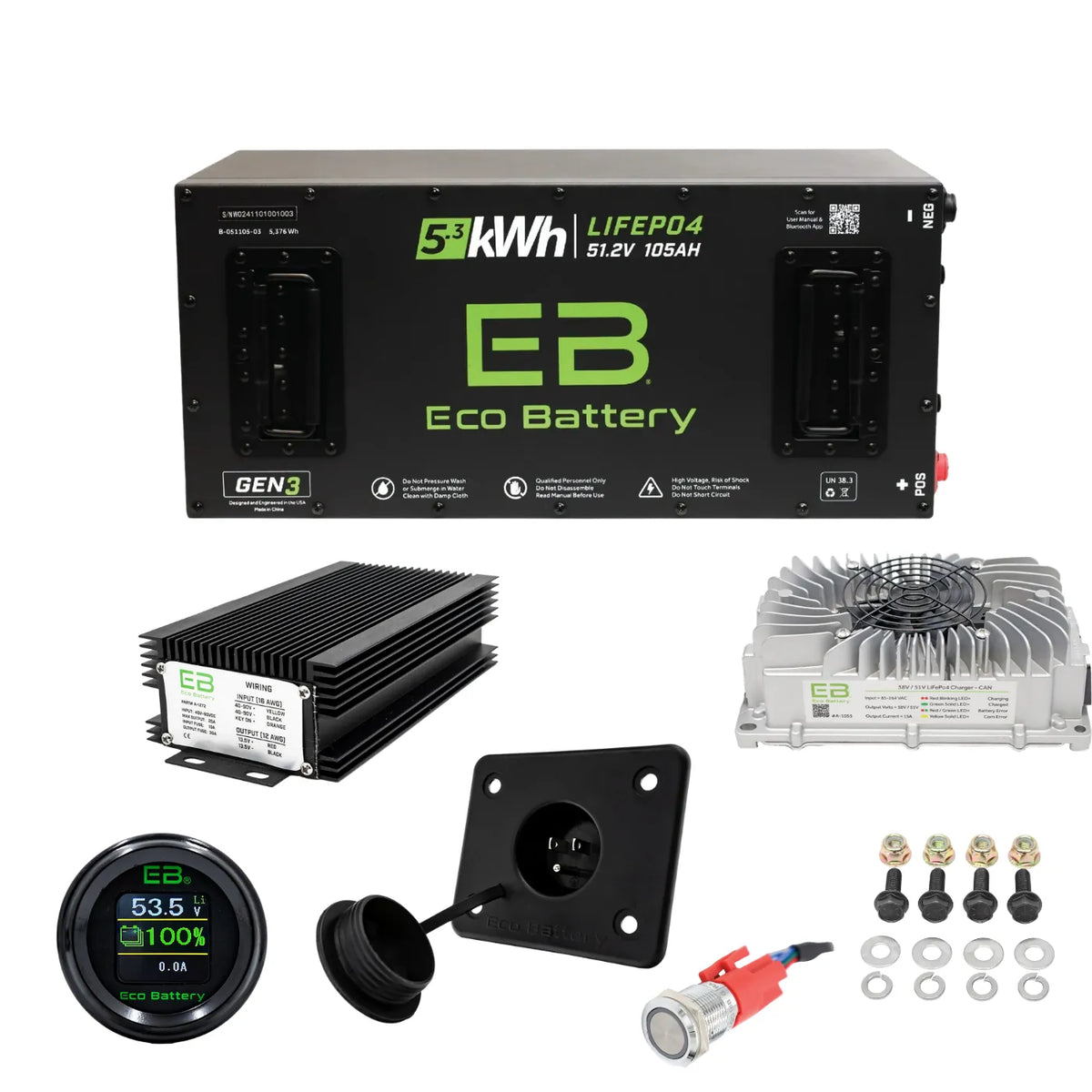 Eco Battery 48V Universal Golf Cart Lithium Conversion Bundle - Fits All Carts