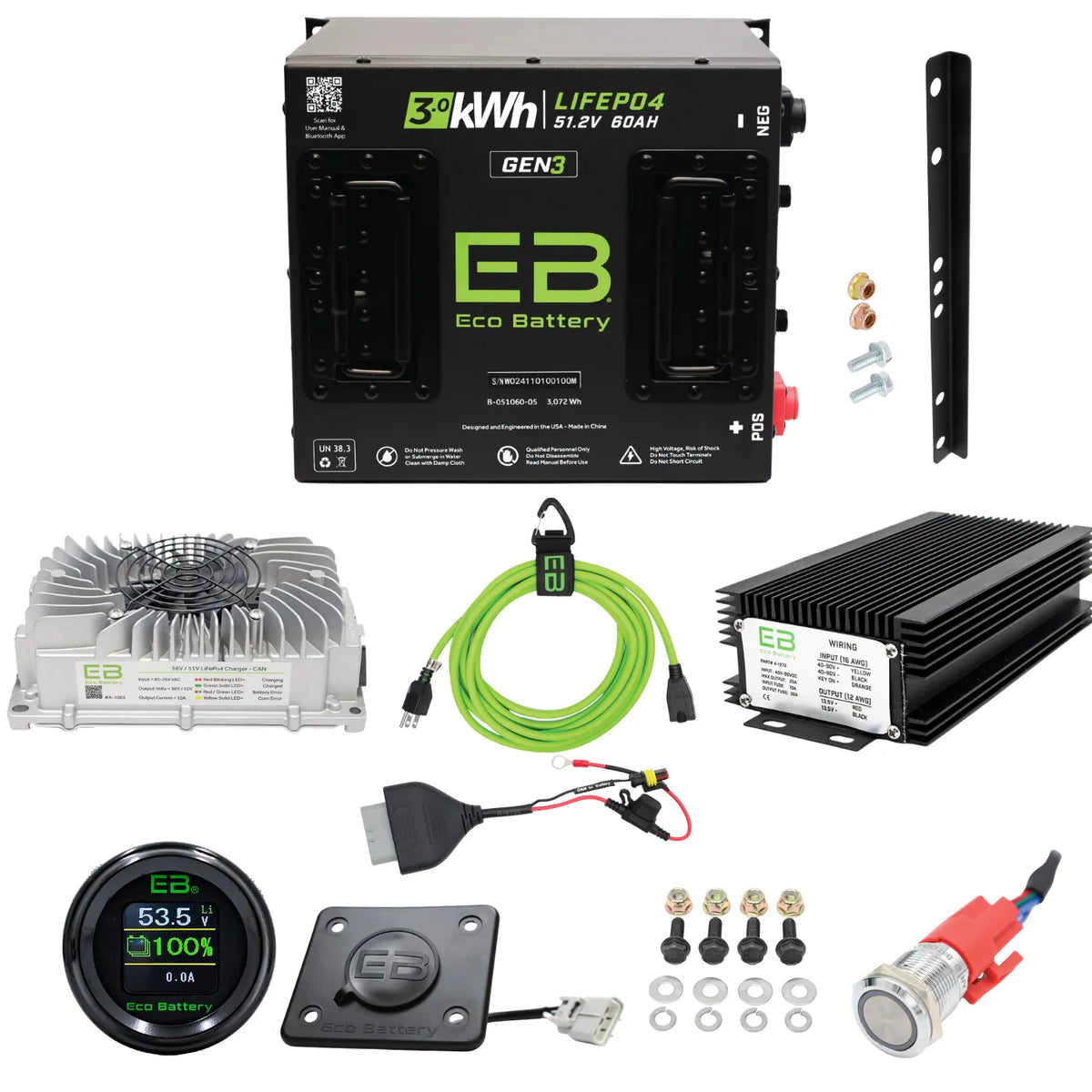 Eco Battery EZGO TXT ELiTE Lithium Replacement Kit | 48V Samsung Gen1 & Gen2