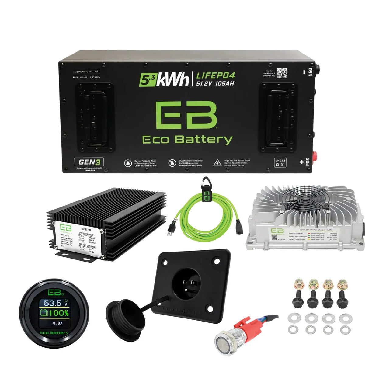 Eco Battery 48V Universal Golf Cart Lithium Conversion Bundle - Fits All Carts