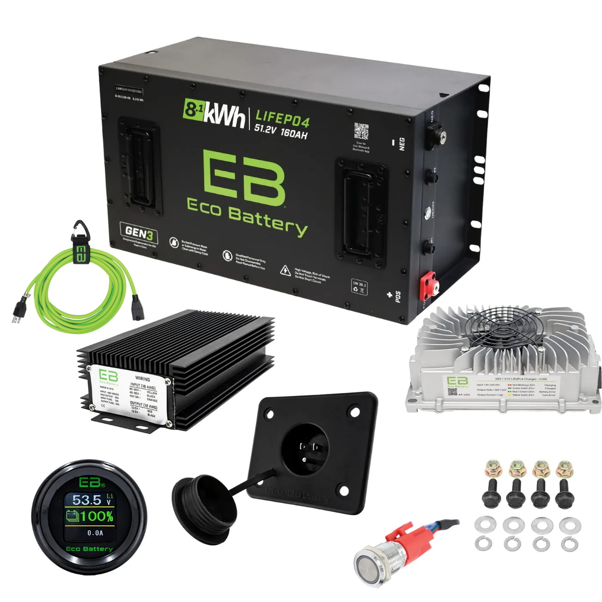 Eco Battery 48V Universal Golf Cart Lithium Conversion Bundle - Fits All Carts
