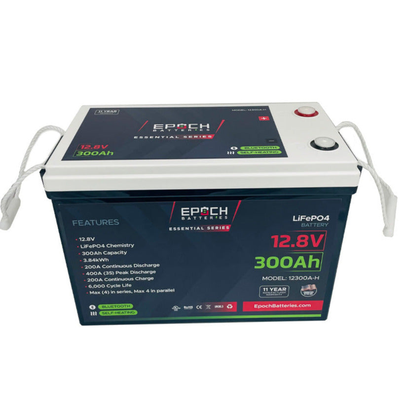 Epoch battery with specifications on a white background