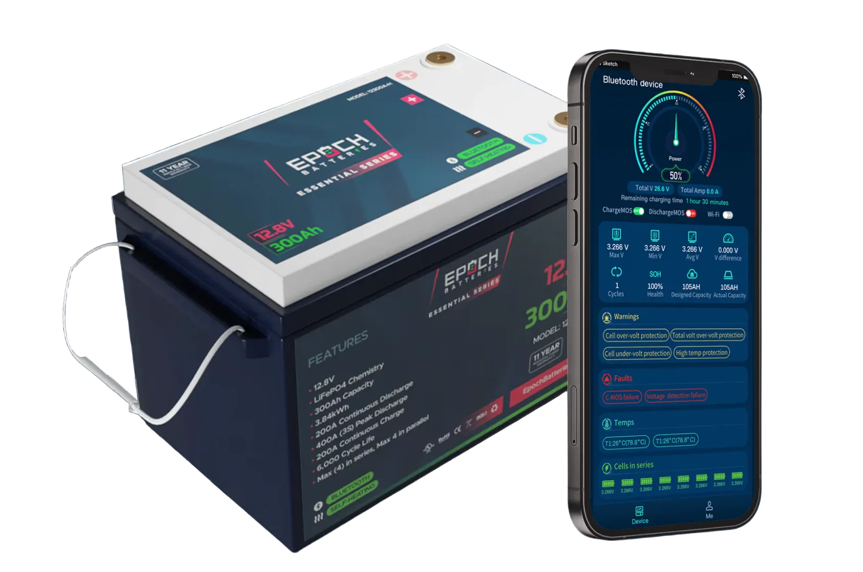 Epoch 12V 300Ah with the monitoring app