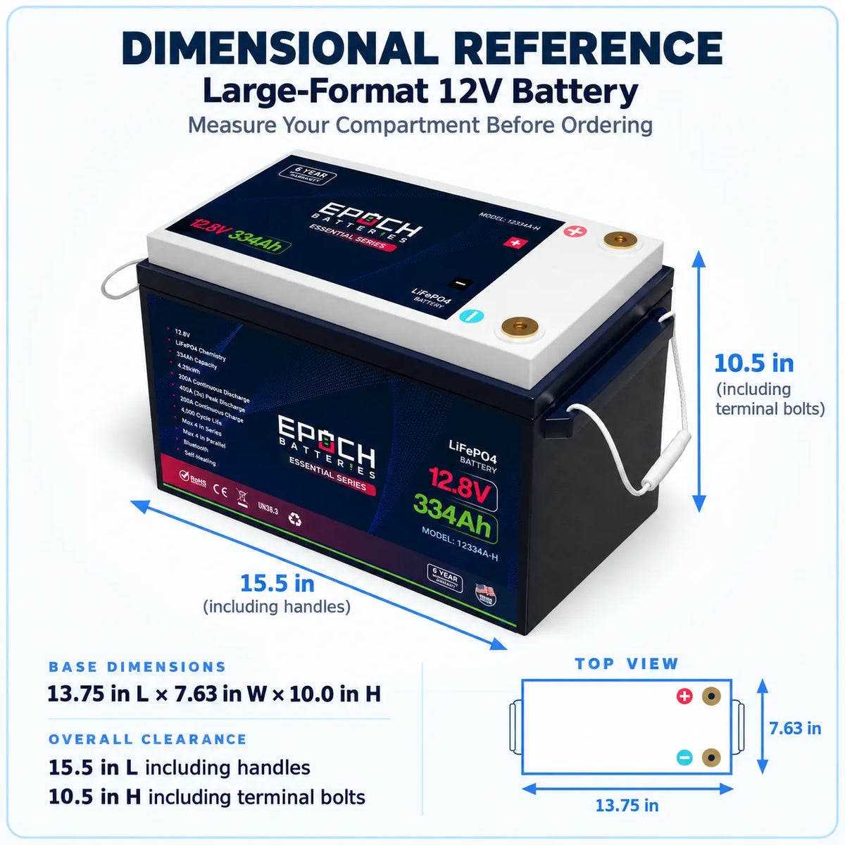 Epoch 12V 334Ah LiFePO4 Battery | Heated, Bluetooth | 4.28kWh