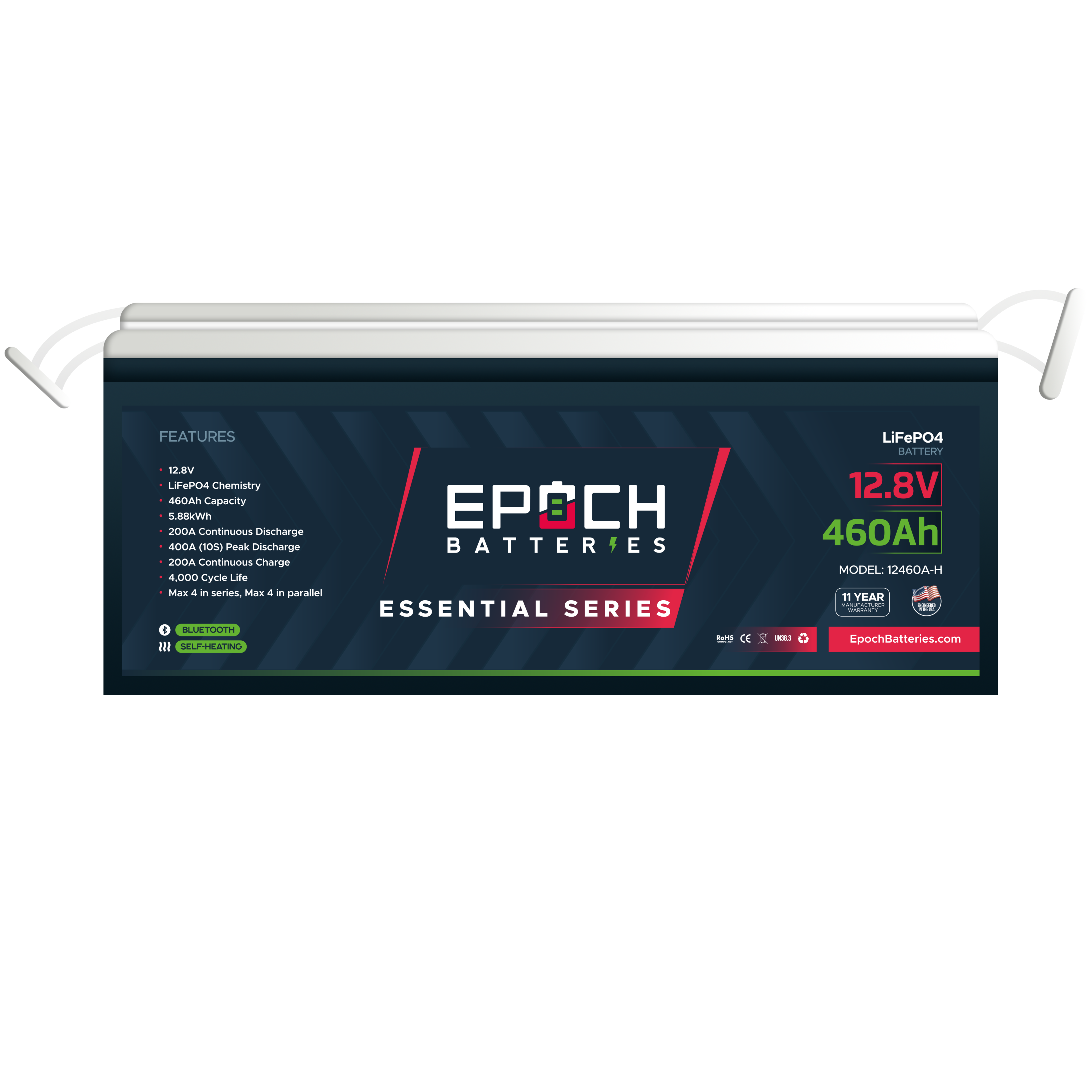 Epoch 12V 460ah Lithium Battery Front View