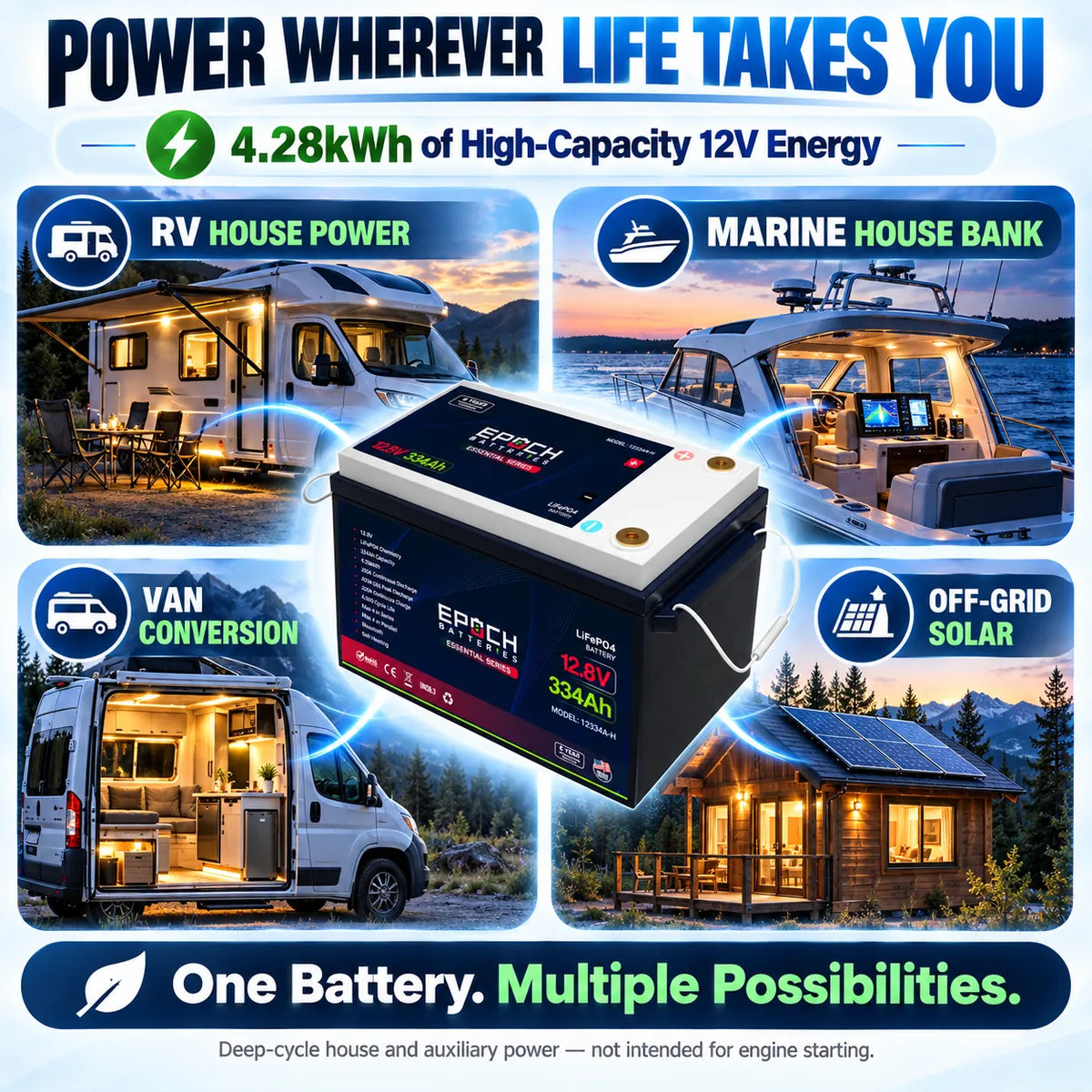 Epoch 12V 334Ah LiFePO4 Battery | Heated, Bluetooth | 4.28kWh