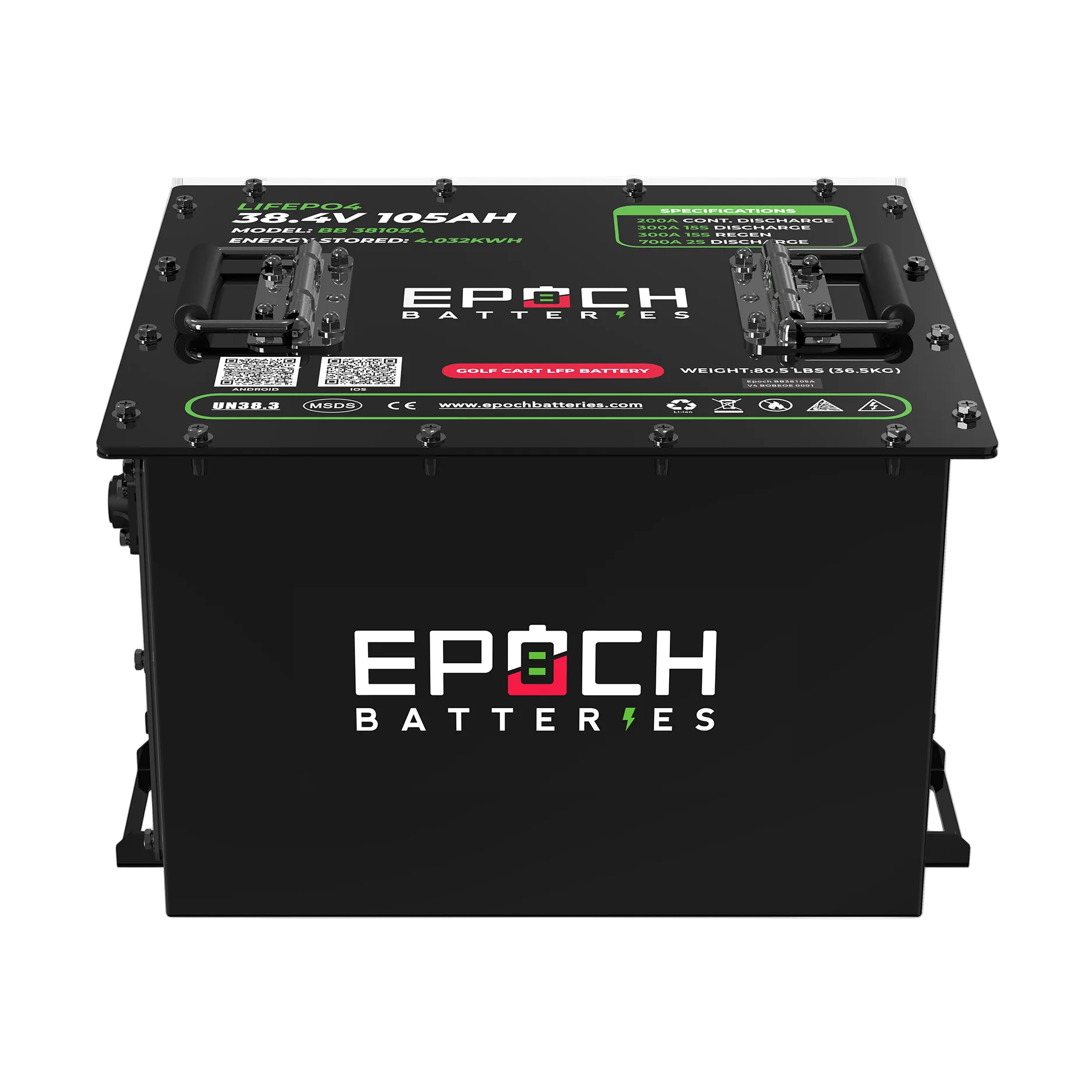 Epoch 36v Lithium Battery Front Side