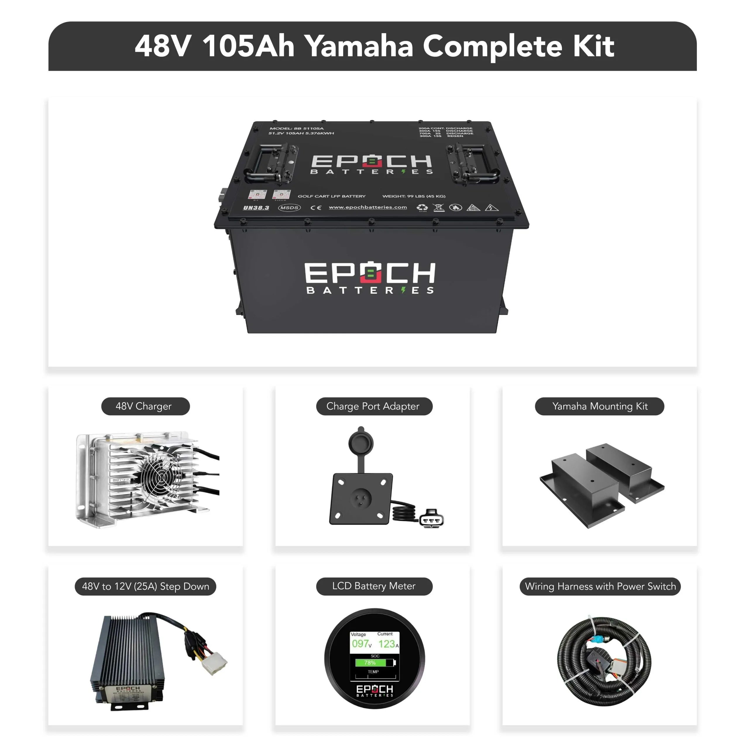 Epoch 48V 105Ah Lithium Battery for Yamaha Complete Kit