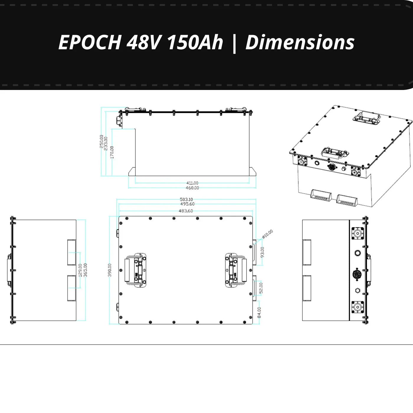 Epoch 48V 150Ah Dimensions