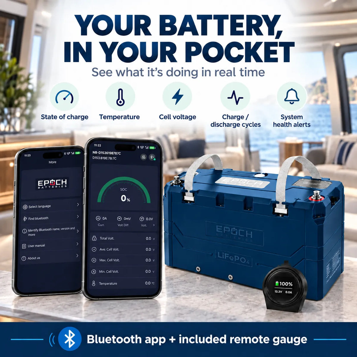 Epoch 12V 460Ah V2-T Elite LiFePO4 - Heated, Bluetooth, IP67 | Marine - RV - Off Grid